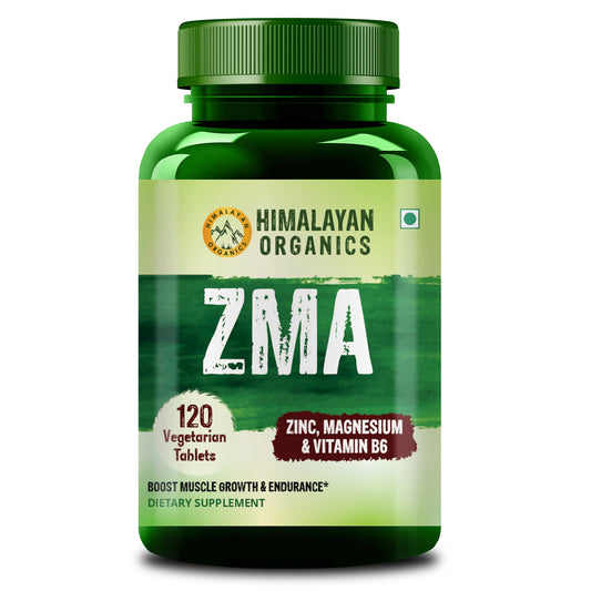 Himalayan Organics ZMA (Zinc, Magnesium Aspartate) NightTime Sports Recovery Supplement - 120 Veg Tablets