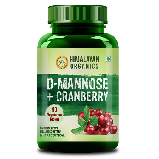 Himalayan Organics D-MANNOSE + CRANBERRY Antioxidant Rich Supplement for Kidney Health & Urinary Tract Infection - 90 Tablets