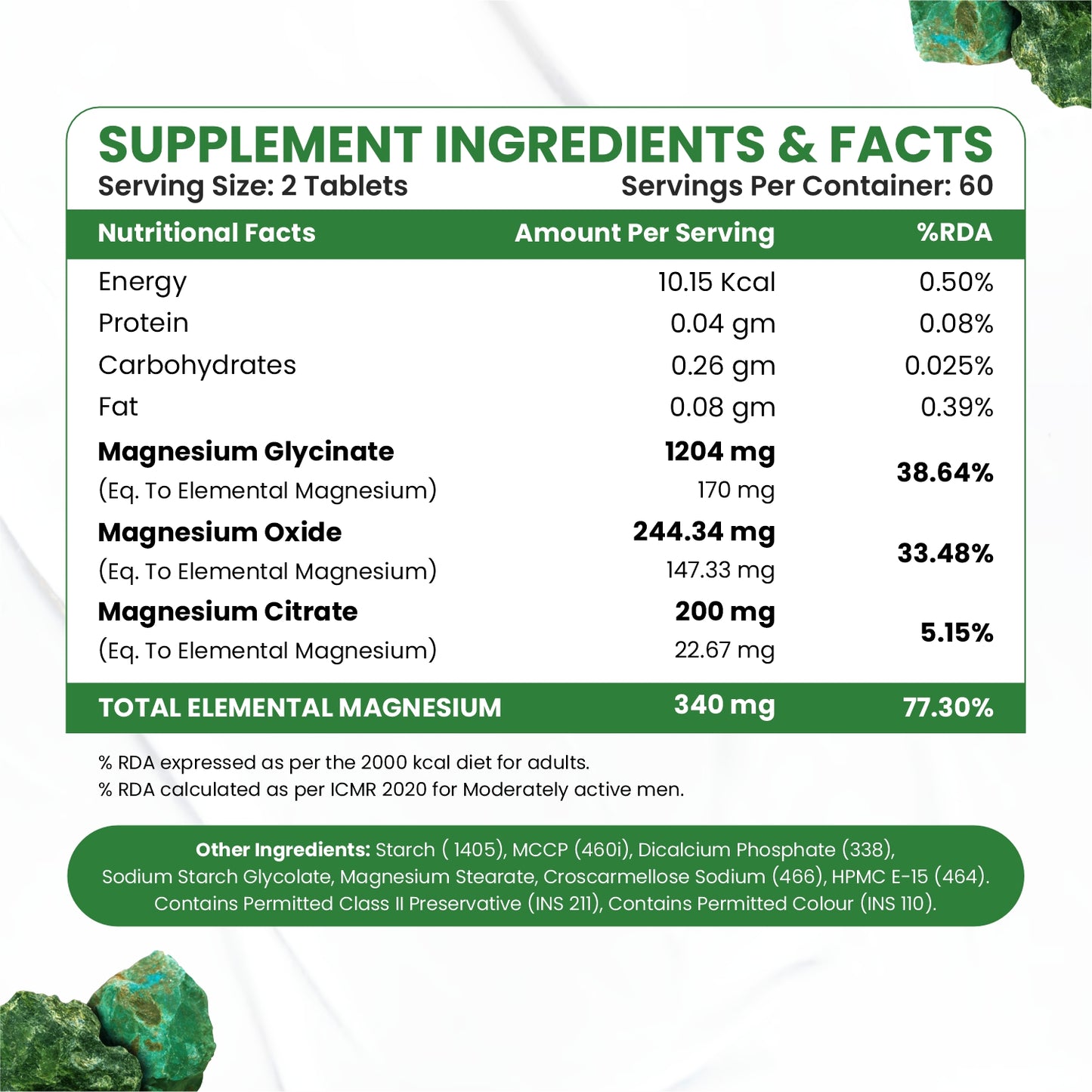 Himalayan Organics Magnesium Complex Supplement | 1648mg | with Magnesium Glycinate, Magnesium Citrate, Magnesium Oxide - 120 Veg Tablets