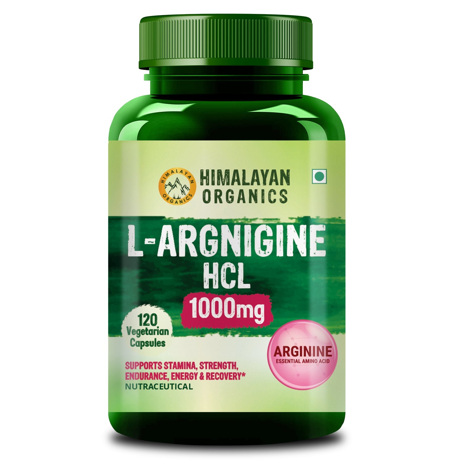 Himalayan Organics L Arginine 1000 mg Bottle of 120 Capsules Capsule