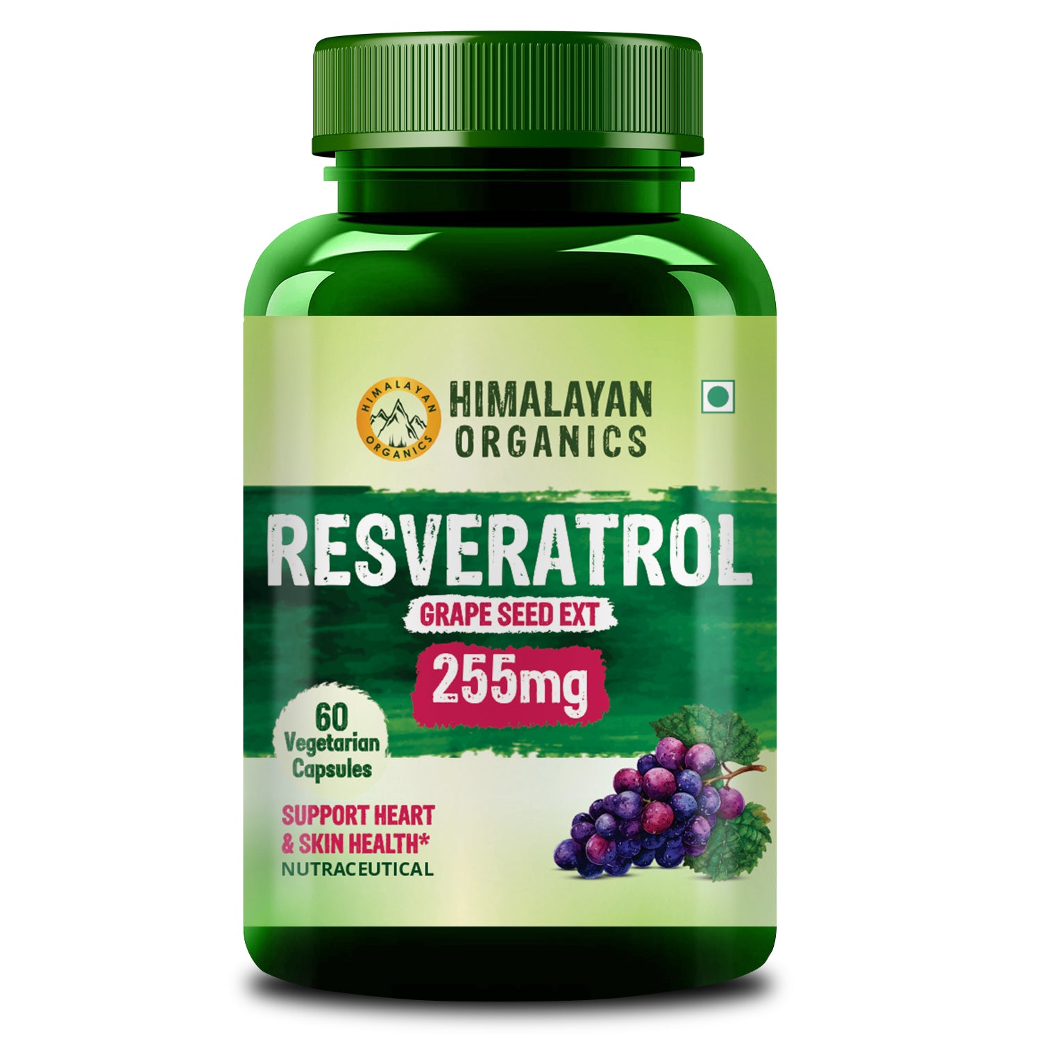 HImalayan Organics Resveratrol 255mg Bottle of 60 Capsules Capsule