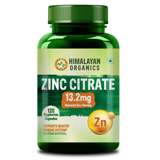 Himalayan Organics  Zinc Citrate | Support Healthy Immune Function | Improve Iron Absorption | Antioxidant Support - 120 Veg Capsules