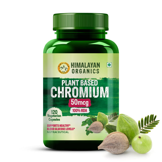 Himalayan Organics Plant Based Chromium 50mcg | Supports Healthy Blood Glucose Level - 120 Veg Capsule