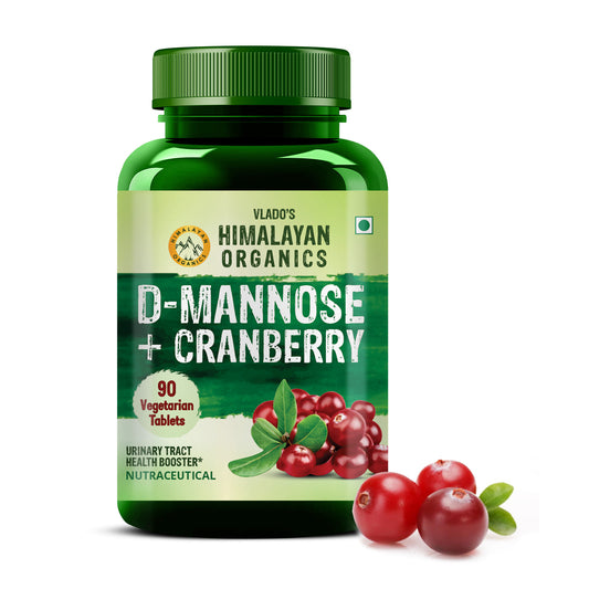 Vlado's Himalayan Organics D-MANNOSE + CRANBERRY Antioxidant Rich Supplement for Kidney Health & Urinary Tract Infection - 90 Tablets