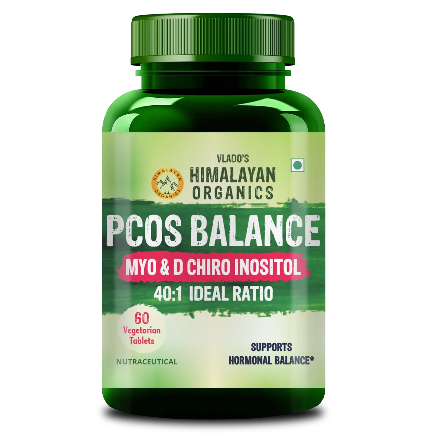 Vlado's Himalayan Organics PCOS Multivitamin Supplement 2000mg Myo-Inositol, Caronositol, Folate, Chromium, Calcium & Vitamin D | 60 Veg Tablets