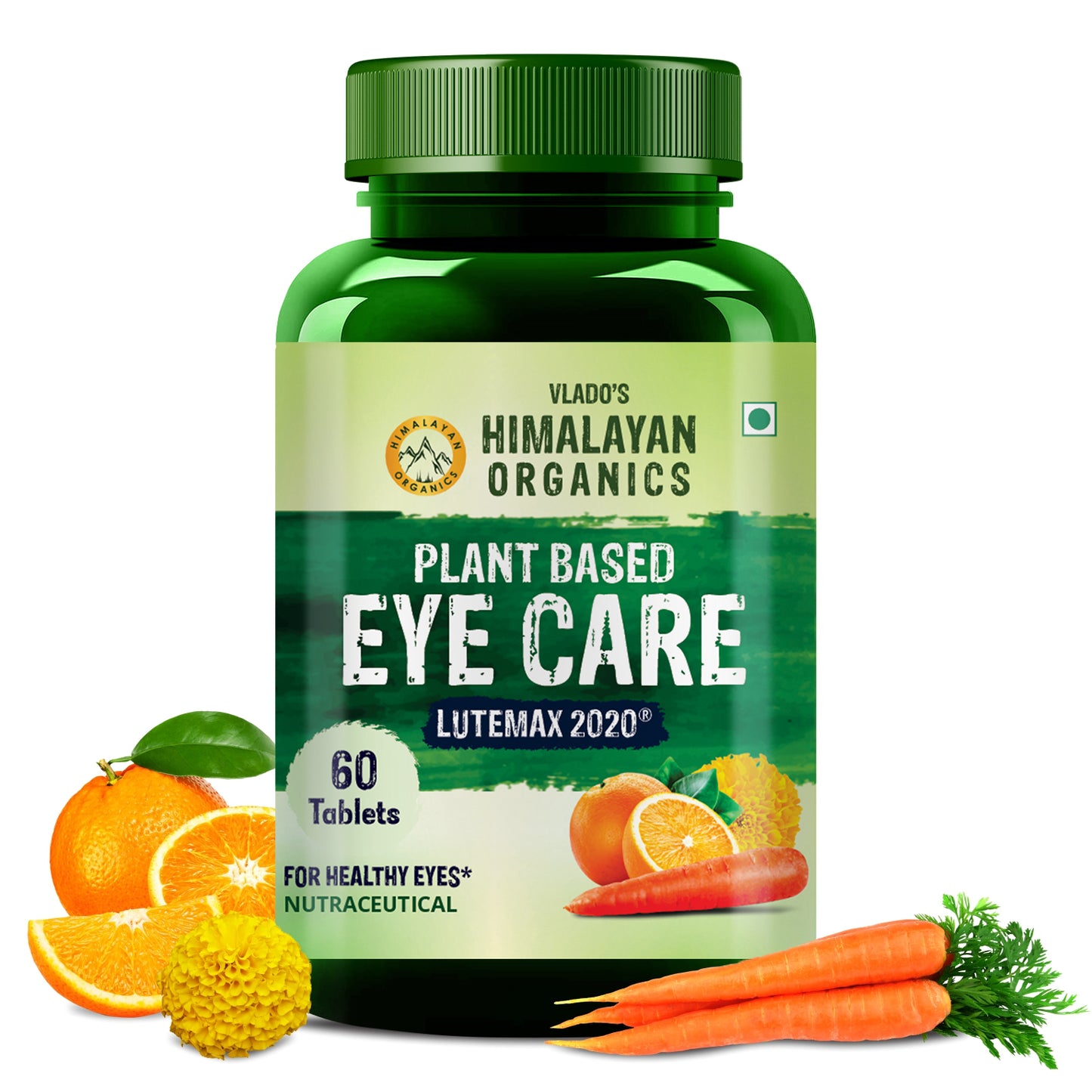 Vlado's Himalayan Organics Plant Based Eye Care Supplement (Lutemax 2020, Orange Extract, Carrot Extract) - 60 Tablets