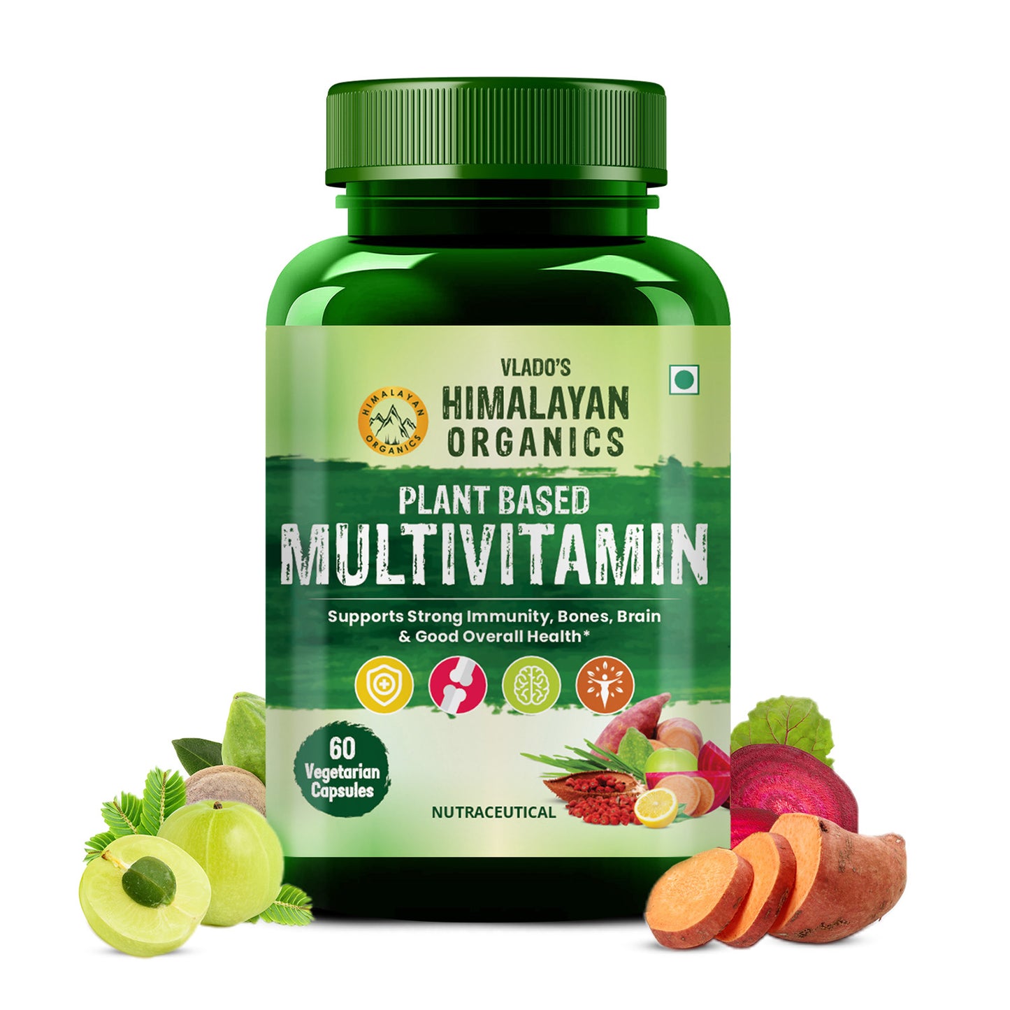 Vlado's Himalayan Organics Plant Based Multivitamin (60+ Ingredients) for Immunity, Energy, Stamina And Vitality – 60 Veg Capsules