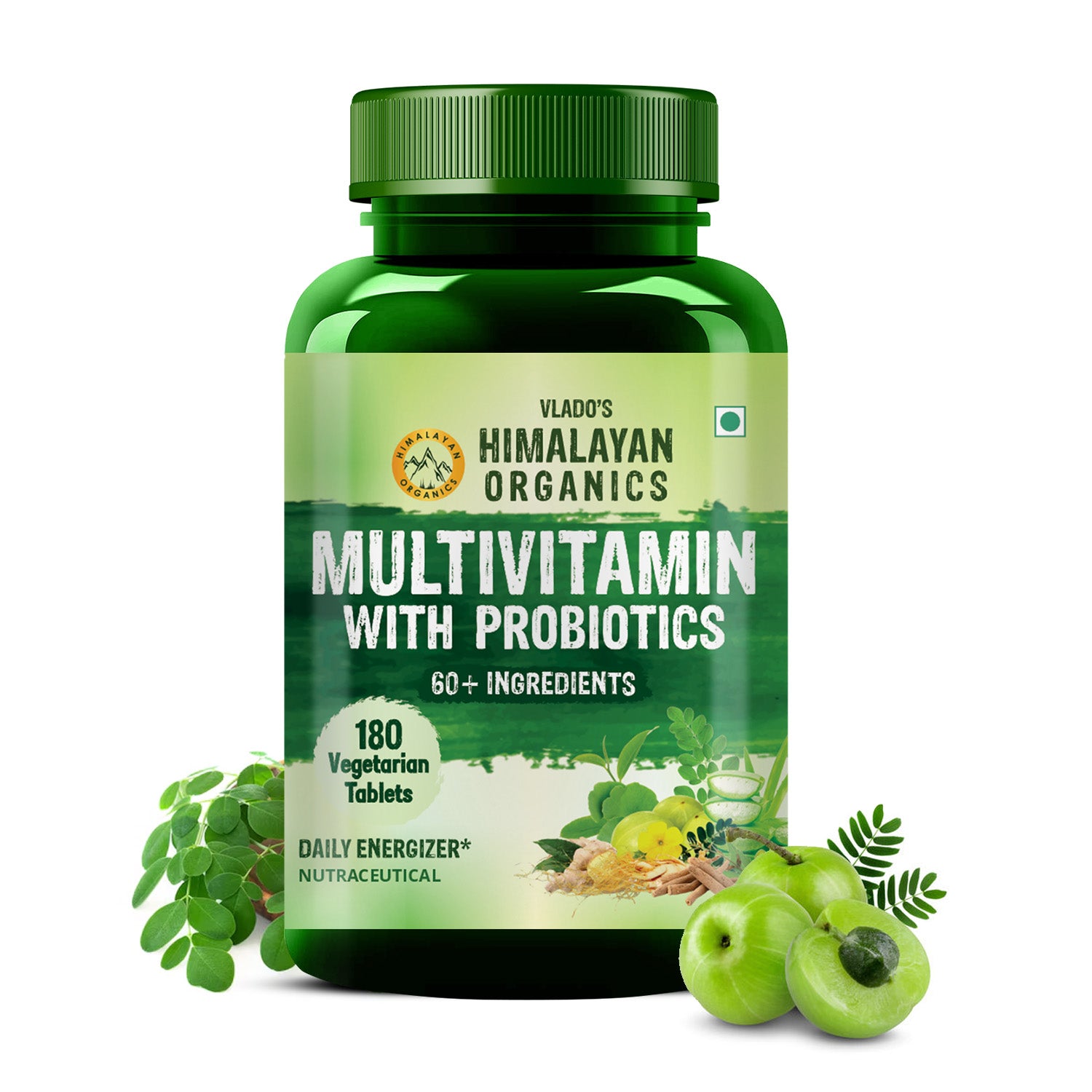 Vlado's Himalayan Organics Multivitamin With Probiotics - 60 Ingredients Supplement For Men And Women - 180 Veg Tablets