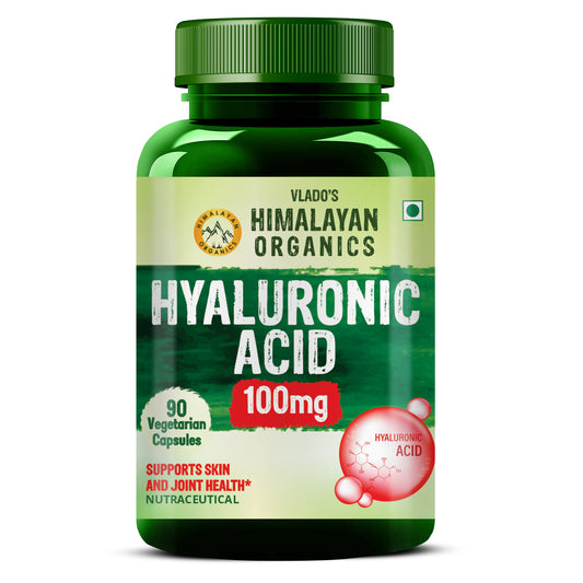 Vlado’s Himalayan Organics Hyaluronic Acid 100mg Supplement | Support Healthy Connective Tissue and Joints | Promote Youthful Glowing Skin - 90 Veg Capsules