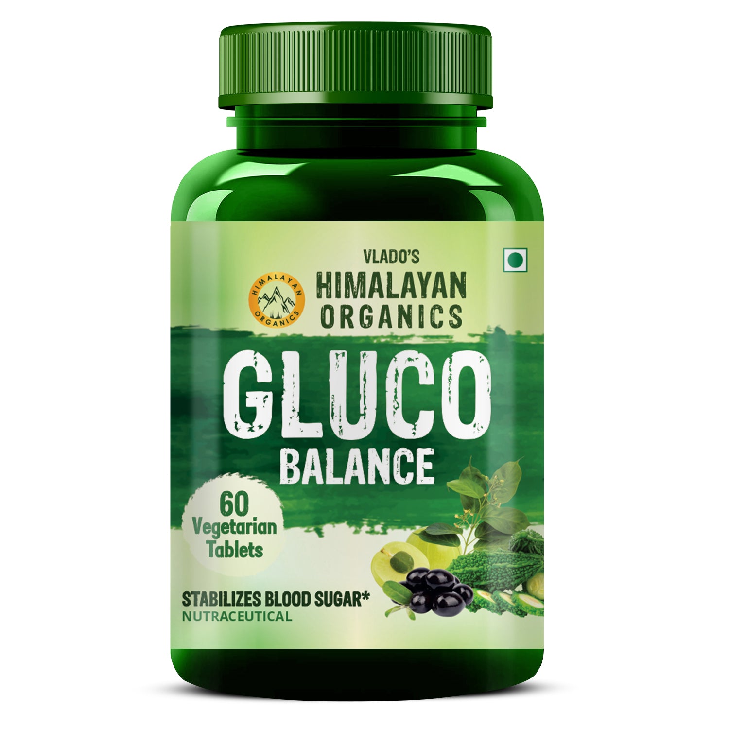 Vlado's Himalayan Organics Plant Based Gluco Balance with Jamun, Bittermelon, Amla, Gudmar, Chirayta Extracts | 60 Veg Tablets