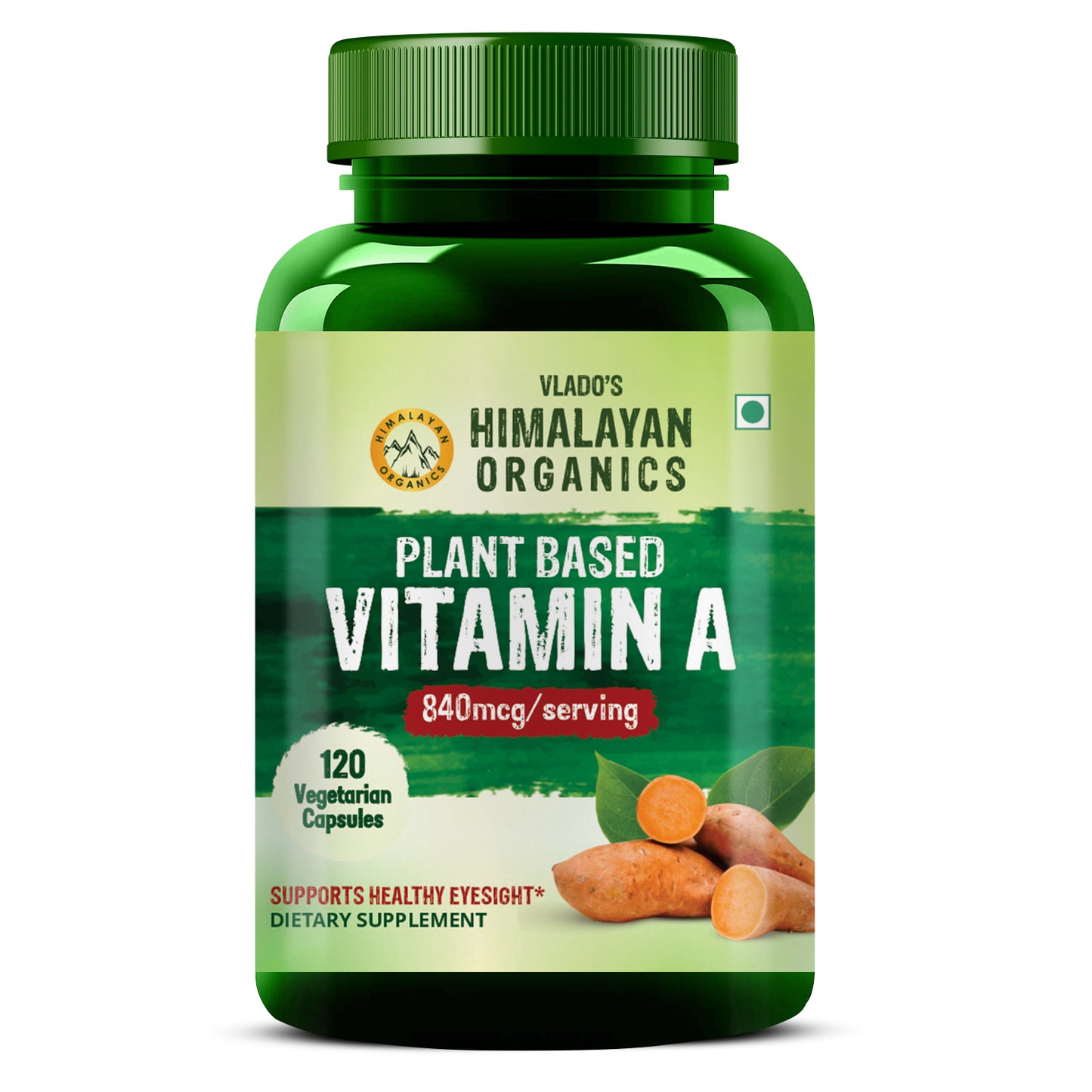 Vlado's Himalayan Organics Plant-Based Vitamin A Supplement Supports Healthy Eye Sight | Natural Anti-Oxidant (120 Capsules)