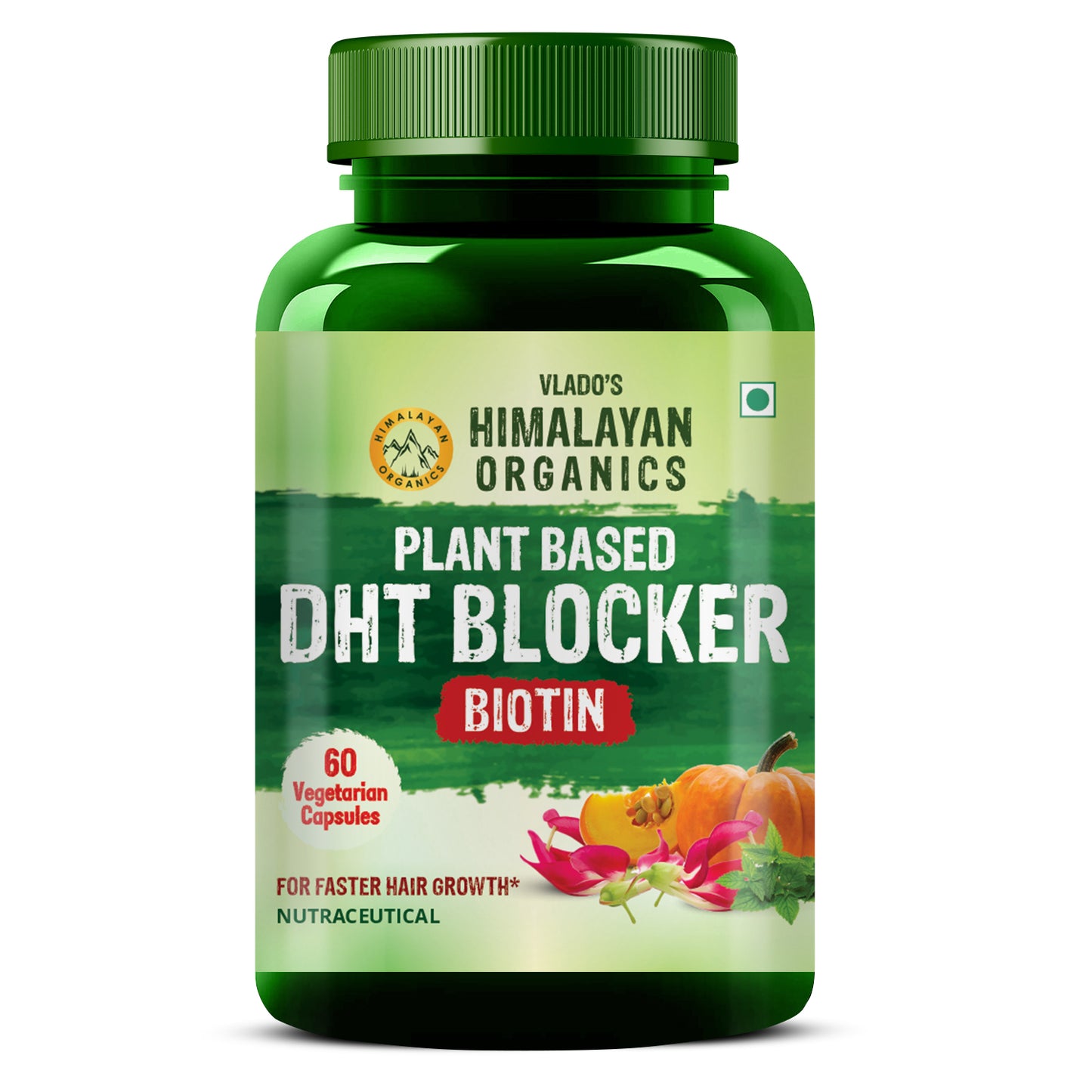 Vlado's Himalayan Organics Plant Based DHT Blocker | Goodness Of Nettle Leaves | 60 Veg Capsules