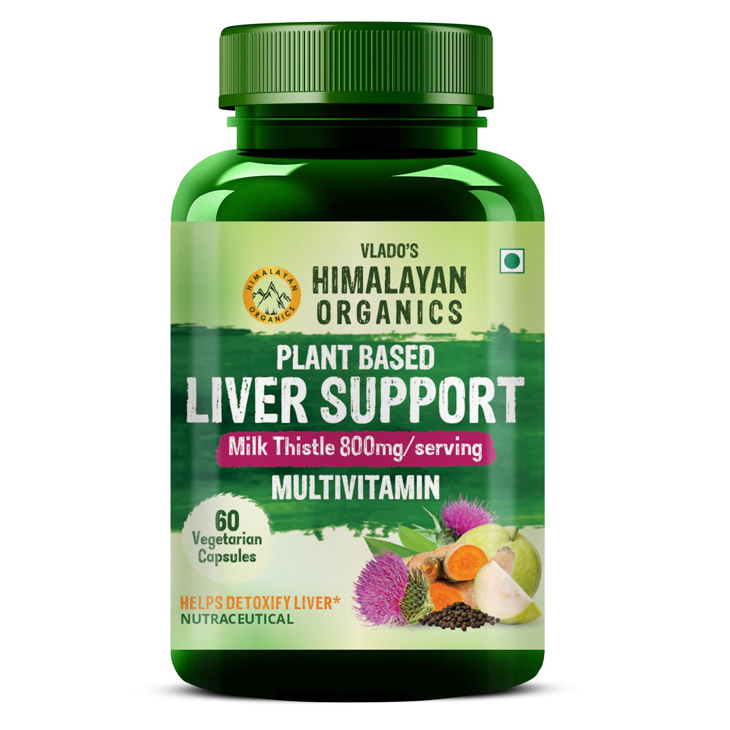 Vlado's Himalayan Organics Plant Based Liver Support with Milk Thistle for Liver Support  - 60 Veg Capsules