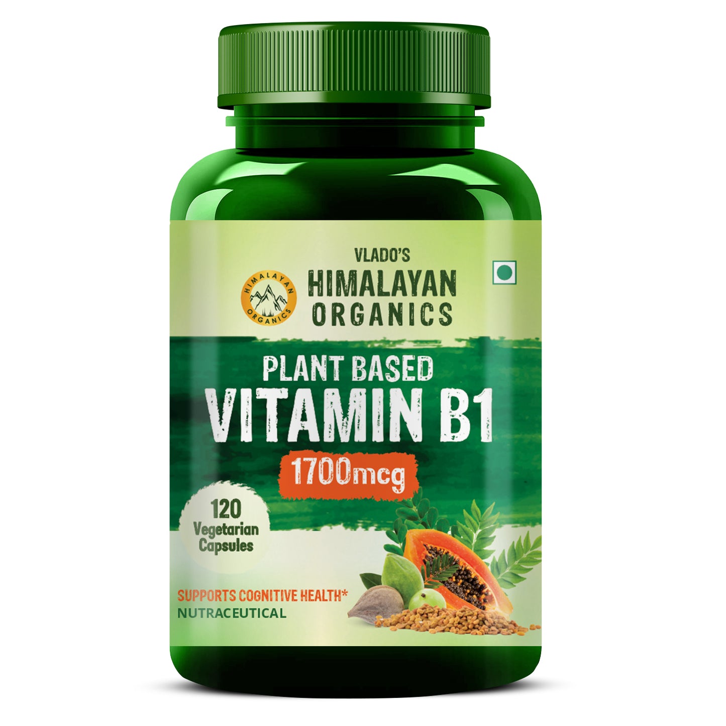 Vlado's Himalayan Organics Plant-Based Vitamin B1 | Rich in Antioxidants | Supports Memory And Energy (120 Capsules)