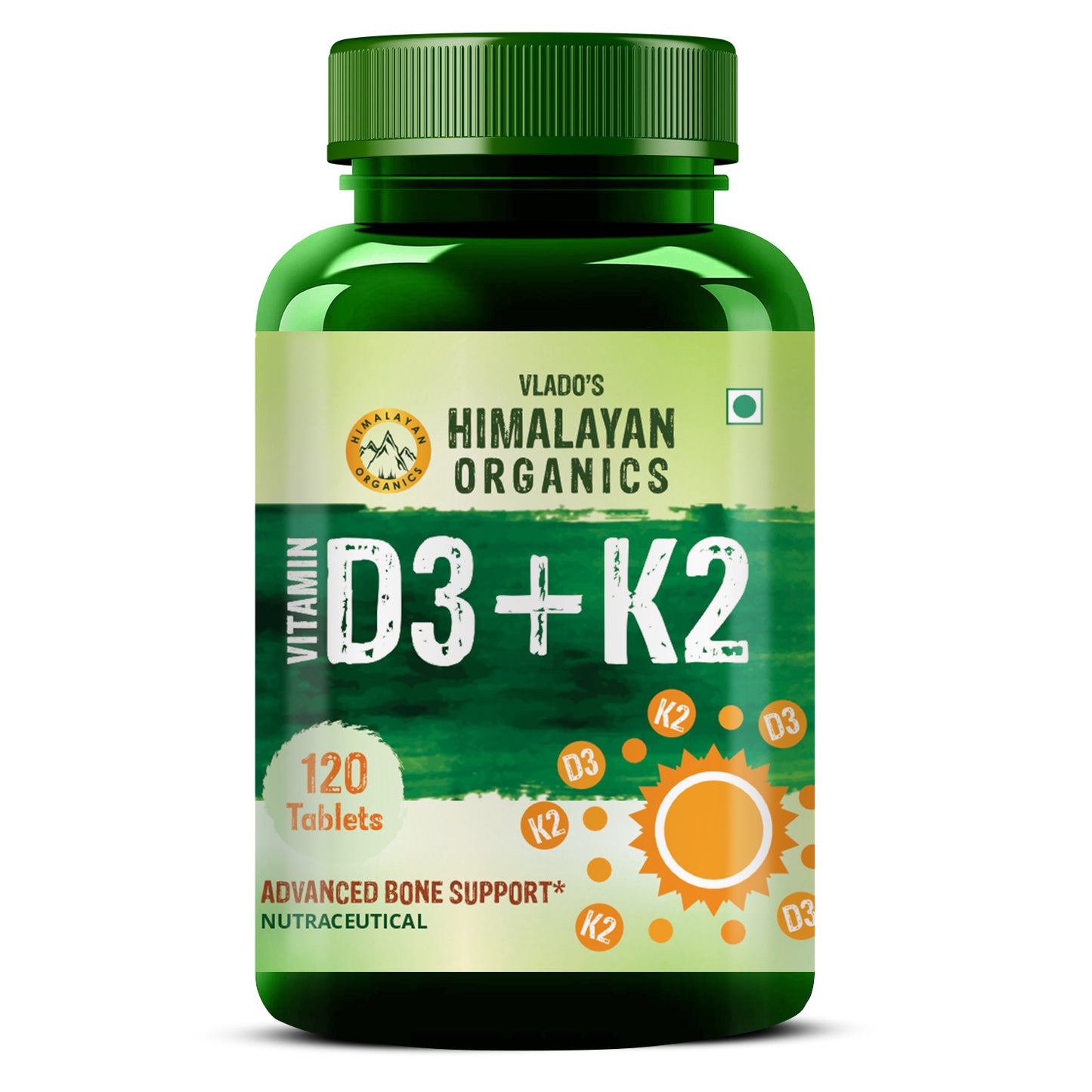 Vlado's Himalayan Organics Vitamin D3 600 IU + K2 as MK7 Supplement | Supports Stronger Immunity & Bone & Heart Health | Healthy Heart For Men And Women - 120 Veg Tablets