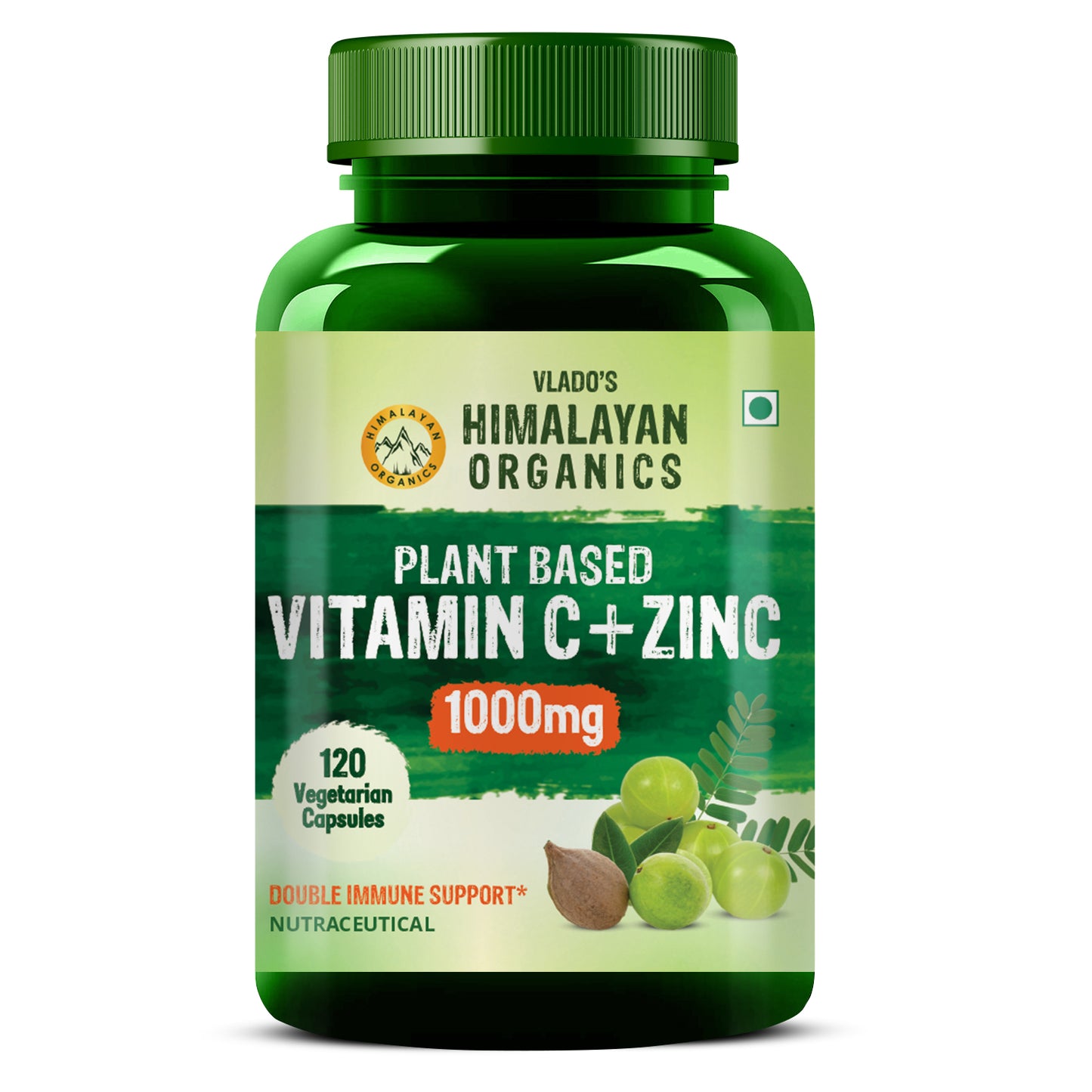 Vlado's Himalayan Organics Plant Based Vitamin C with Zinc (120 Capsules) As Amla Extract - Glowing Skin & Immunity