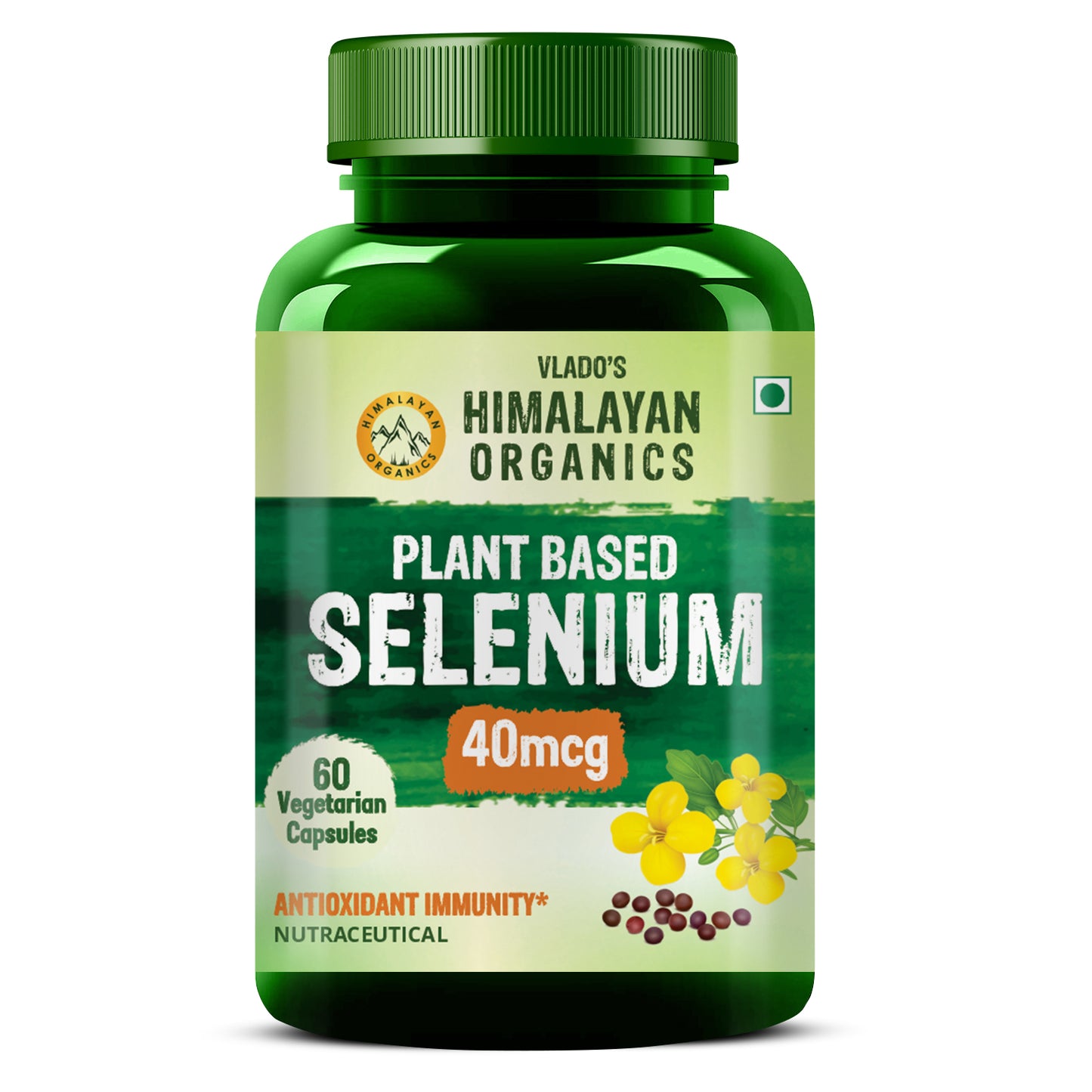 Vlado's Himalayan Organics Plant Based Selenium 40mcg | Good For immune Support | Promote Heart Health And Cardiovascular System - 60 veg Capsules