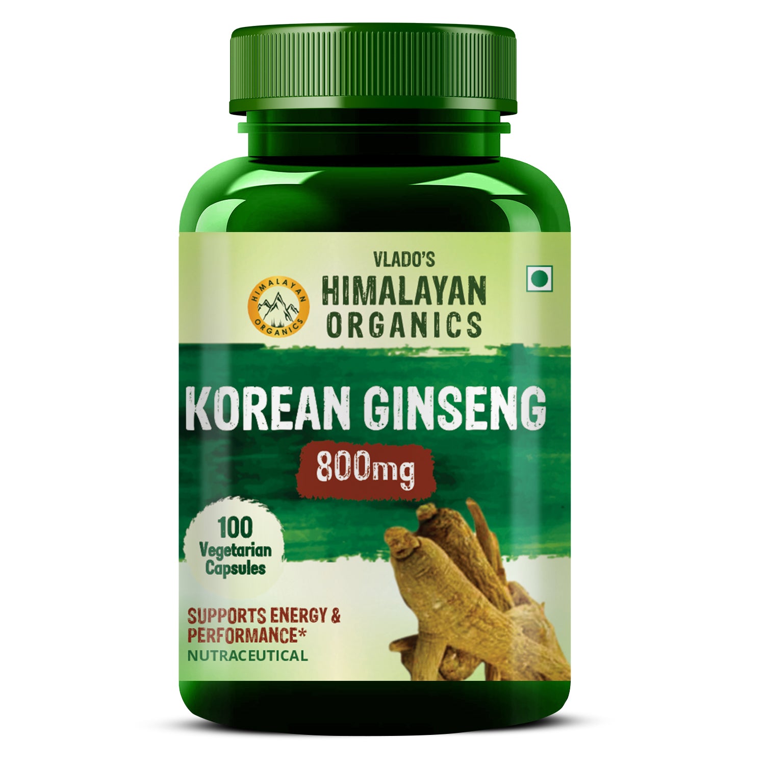 Vlado's Himalayan Organics Korean Red Ginseng 800mg/Serve - 100 Vegetarian Capsules