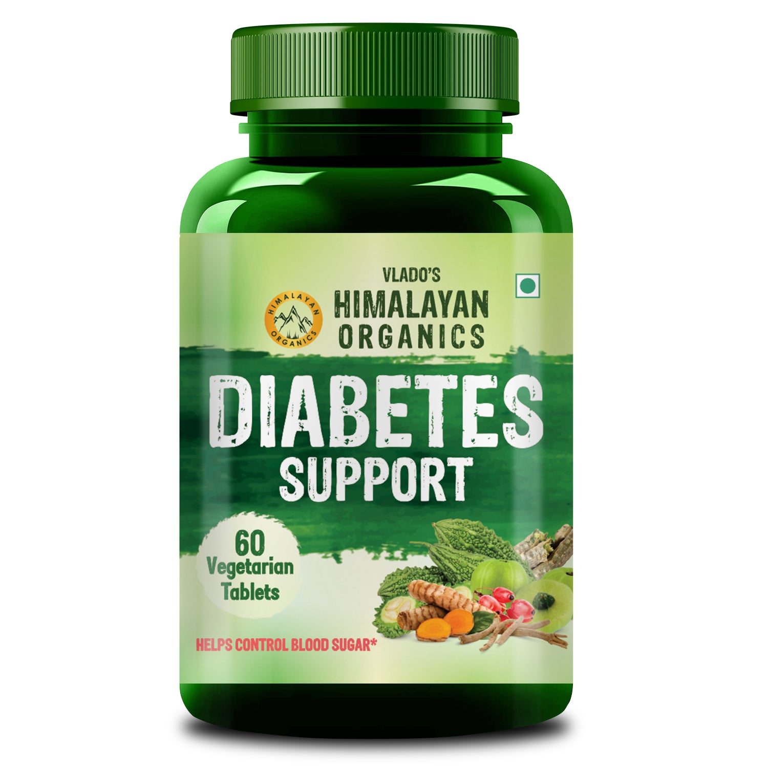 Vlado's Himalayan Organics Diabetes Support Supplement | Helps Control Blood Sugar Levels | 100% Vegetarian (60 Tablet)