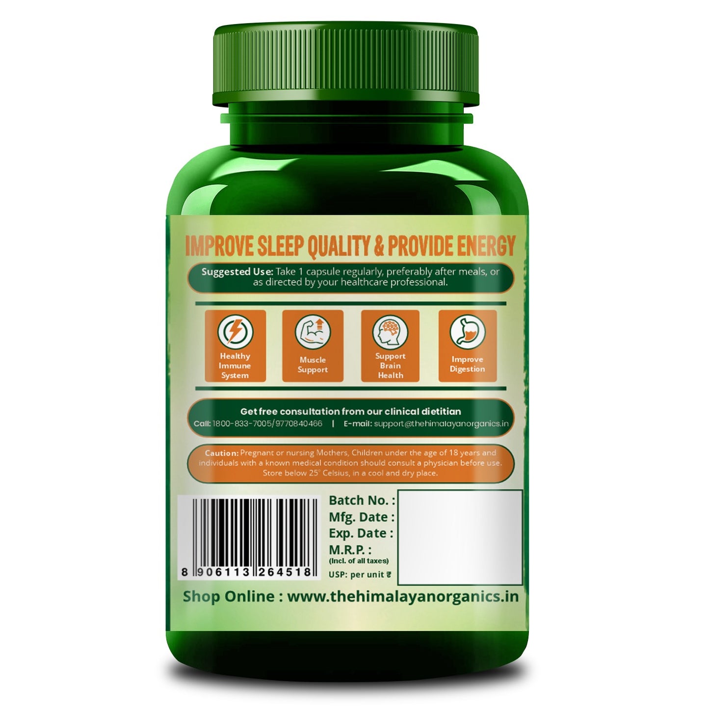 Vlado’s Himalayan Organics L-Glycine 500mg Supplement I Supports Healthy Sleep I Strong Immune System I Supports Brain Health -120 Veg Capsules