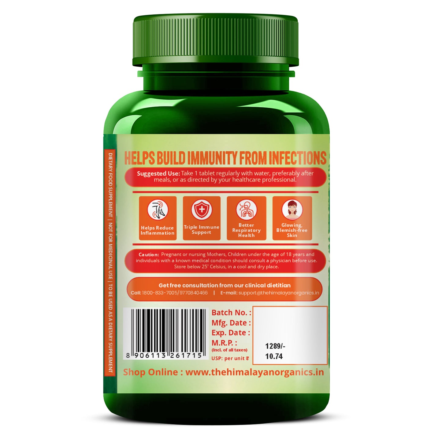 Vlado's Himalayan Organics Vitamin C 1000mg Tablets | Immunity, Antioxidant & Skin Care | 120 Veg Tabs