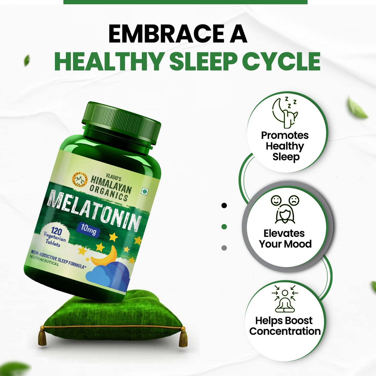 Vlado's Himalayan Organics Melatonin 10mg (Healthy Sleep Cycle) - 120 Veg Tabs