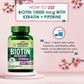 Vlado's Himalayan Organics Biotin 10000mcg with Keratin + Piperine Supplement For Healthy Hair, Skin & Nails - 90 Veg Tablets