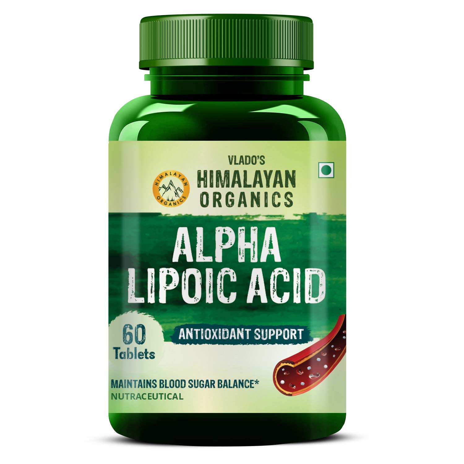 Vlado's Himalayan Organics Alpha Lipoic 300mg | Boost Liver Function, Healthy Blood Sugar, Antioxidant - 60 Veg Tablets