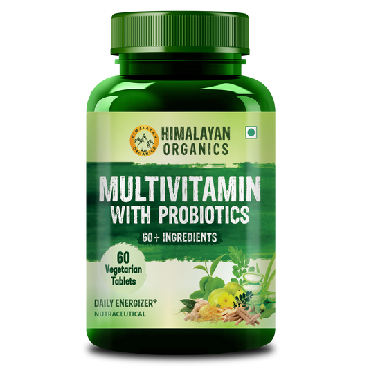 Himalayan Organics Multivitamin with Probiotics (60 Tablets) 60 Ingredients for Men & Women with Vitamin C, D, E, B3, B12, Zinc, Giloy & Biotin