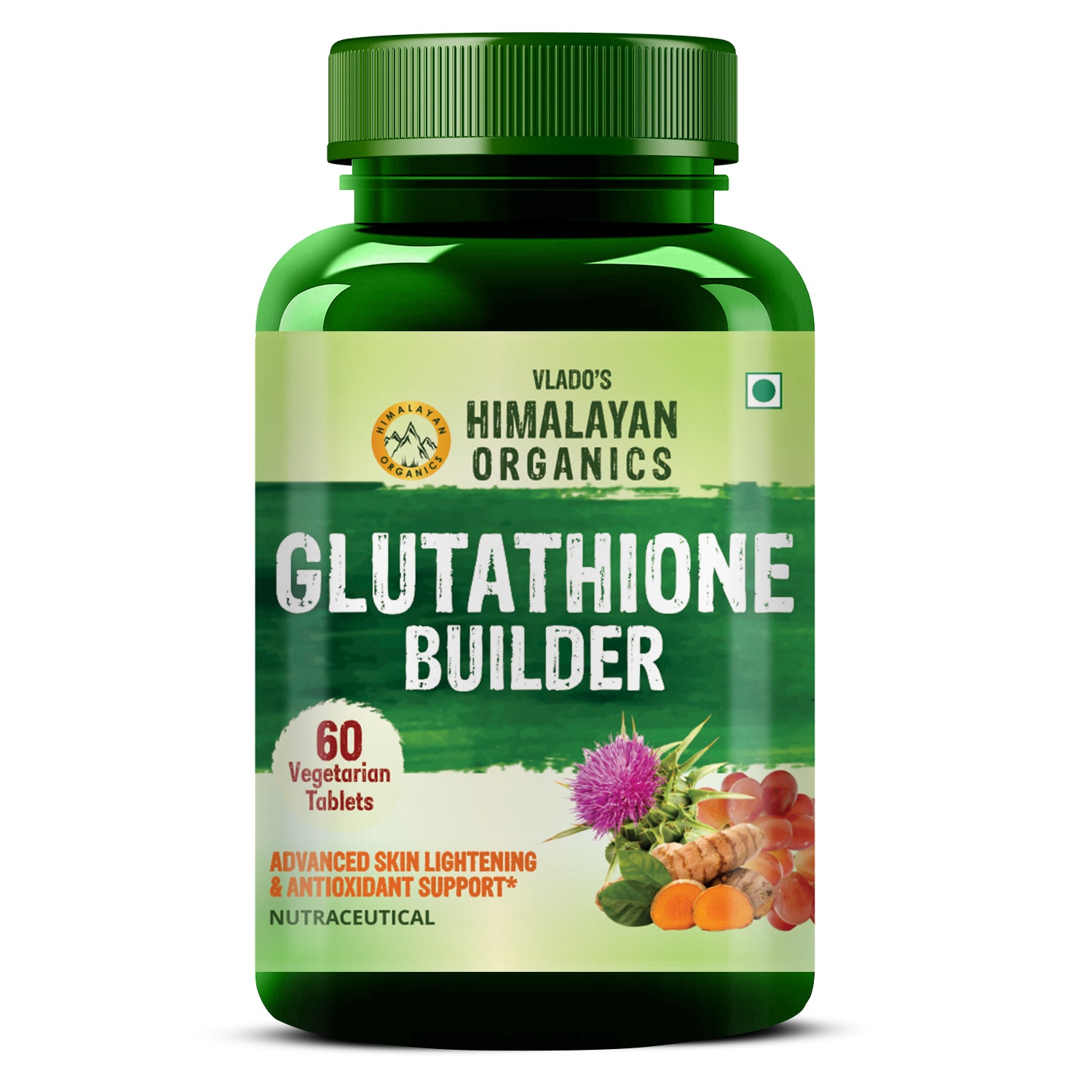 Vlado's Himalayan Organics Glutathione Builder for Anti-Ageing & Skin Brightening with ( Vitamin C, E, B6 & Curcumin ) - 60 Veg Tablets