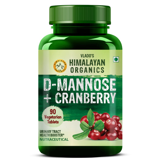 Vlado's Himalayan Organics D-MANNOSE + CRANBERRY Antioxidant Rich Supplement for Kidney Health & Urinary Tract Infection - 90 Tablets