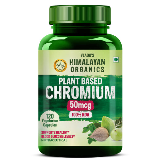 Vlado's Himalayan Organics Plant Based Chromium 50mcg | Supports Healthy Blood Glucose Level - 120 Veg Capsule