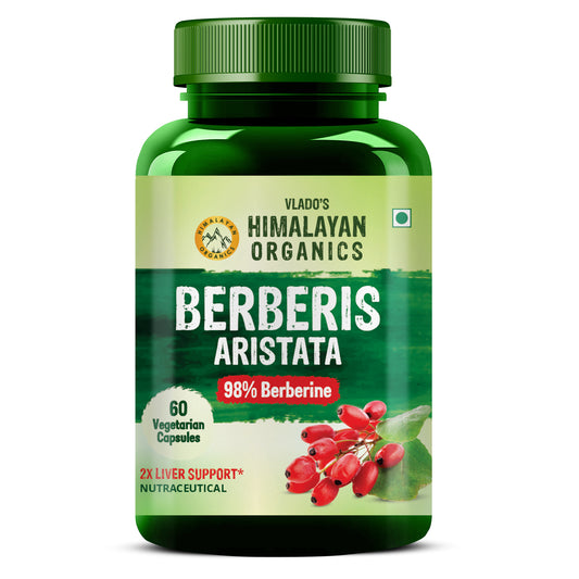 Vlado's Himalayan Organics Berberis Aristata Berberine 98% with Milk Thistle for 2X Liver Support - 60 Veg Capsules