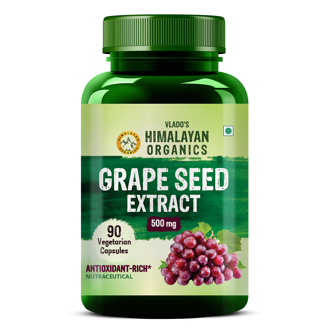 Vlado's Himalayan Organics Grape Seed Extract 500mg/Serving for Healthy Cholesterol Level - 90 Veg Capsules