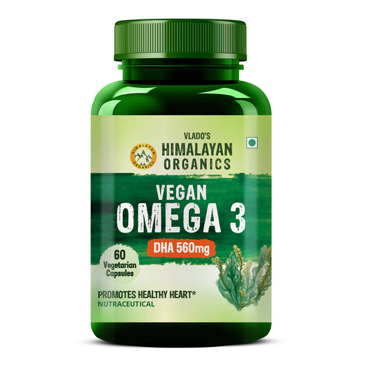 Vlado's Himalayan Organics Vegan Omega 3 6 9 with DHA (560mg) for Healthy Heart, Joints & Eyes for Men & Women - 60 veg capsules