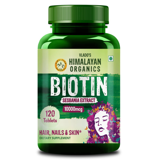 Vlado's Himalayan Organics Biotin 10,000 mcg for Hair Growth - 120 Tablets