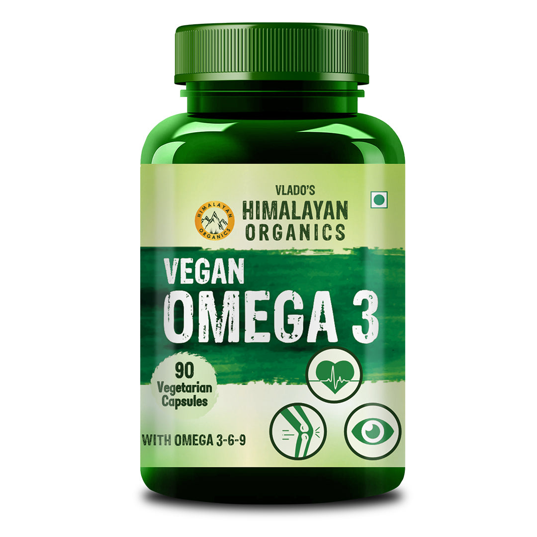 Vlado's Himalayan Organics Omega 3 6 9 Vegan Natural Nutrition Supplement for Muscle, Bone , Heart & Skin - 90 Capsules