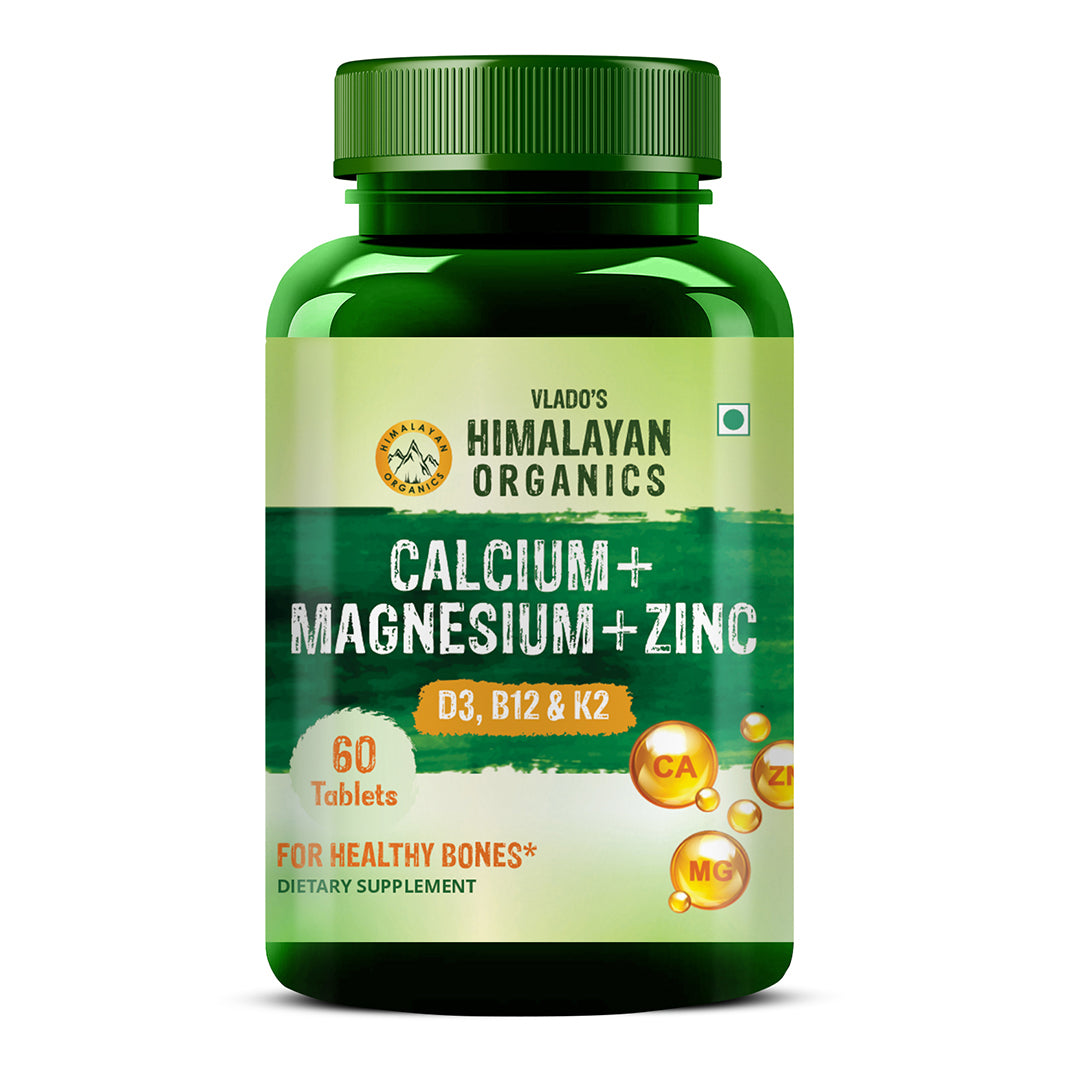 Vlado's Himalayan Organics Calcium Magnesium Zinc Vitamin D3 & B12-60 Vegetarian Tabs