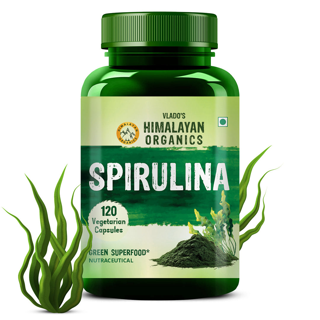 Vlado's Himalayan Organics Spirulina 2000mg Supplement For Men And Women  - 120 Veg Capsules