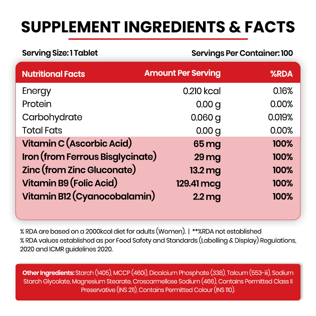 Vlado's Himalayan Organics Chelated Iron with Vitamin C Supplement - 100 Veg Tablets