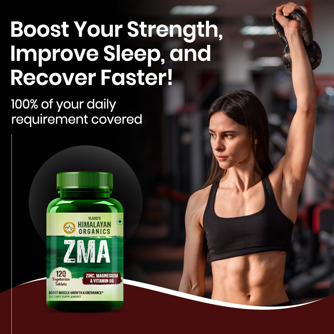 Vlado's Himalayan Organics ZMA (Zinc, Magnesium Aspartate) NightTime Sports Recovery Supplement - 120 Veg Tablets