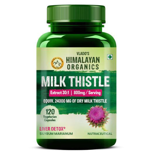 Vlado's Himalayan Organics Milk Thistle Extract Silymarin 800mg/Serve - 120 Vegetarian Capsules